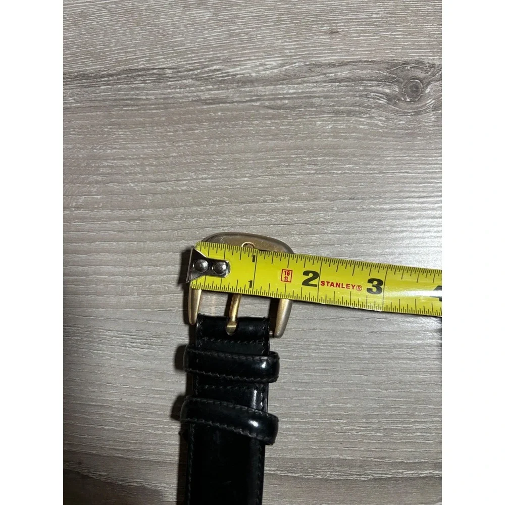 Salvatore Ferragamo Womens Black Leather Gancini Logo Belt Gold Silver Hardware